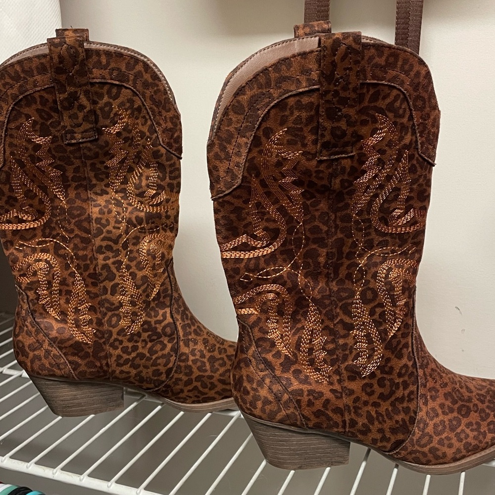 Sugar Leopard Print Heeled Boots